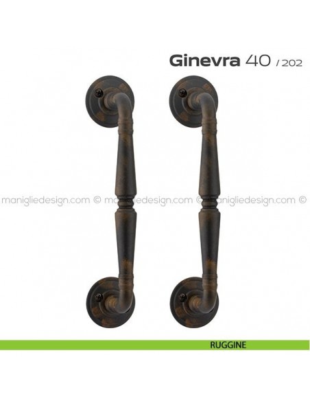 Maniglione per porta 040 Ginevra Reguitti accoppiato con viti a vista ruggine