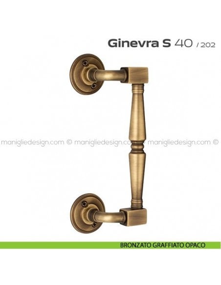 Maniglione per porta 040 Ginevra S Reguitti zancato con viti a vista bronzato graffiato opaco