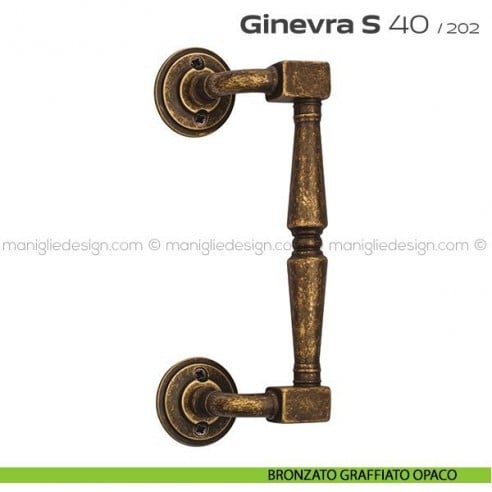 Maniglione per porta 040 Ginevra S Reguitti zancato con viti a vista antico