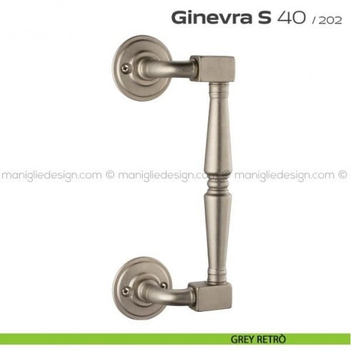 Maniglione per porta 040 Ginevra S Reguitti zancato con viti a vista grey retrò