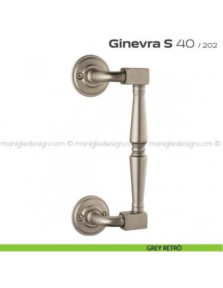 Maniglione per porta 040 Ginevra S Reguitti zancato con viti a vista grey retrò
