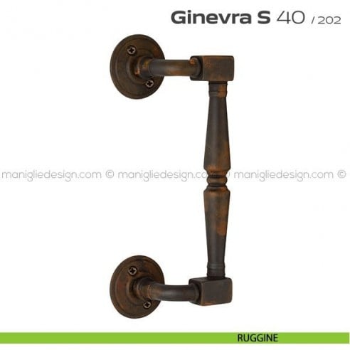 Maniglione per porta 040 Ginevra S Reguitti zancato con viti a vista ruggine