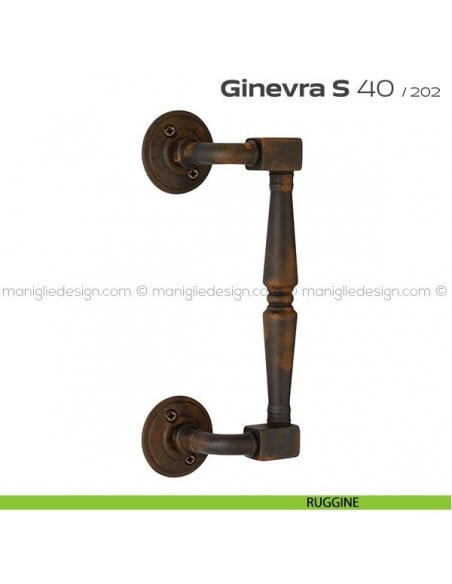 Maniglione per porta 040 Ginevra S Reguitti zancato con viti a vista ruggine