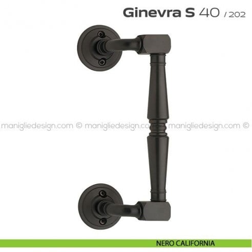Maniglione per porta 040 Ginevra S Reguitti zancato con viti a vista nero california