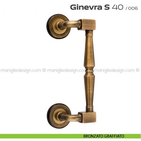Maniglione per porta 040 Ginevra S Reguitti zancato singolo bronzato graffiato