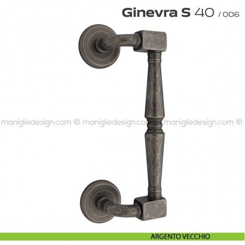 Maniglione per porta 040 Ginevra S Reguitti zancato singolo argento vecchio