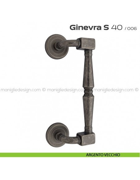 Maniglione per porta 040 Ginevra S Reguitti zancato singolo argento vecchio