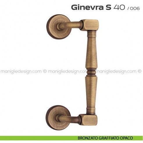 Maniglione per porta 040 Ginevra S Reguitti zancato singolo bronzato graffiato opaco