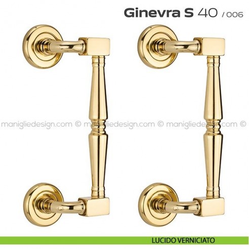 Maniglione per porta 040 Ginevra S Reguitti zancato accoppiato lucido verniciato