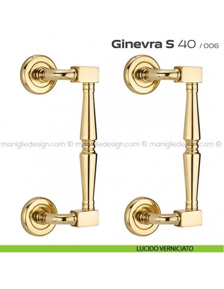 Maniglione per porta 040 Ginevra S Reguitti zancato accoppiato lucido verniciato