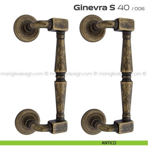 Maniglione per porta 040 Ginevra S Reguitti zancato accoppiato antico