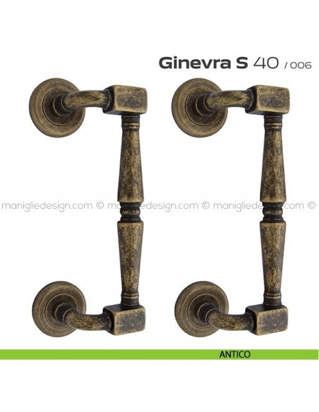 Maniglione per porta 040 Ginevra S Reguitti zancato accoppiato antico