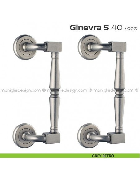 Maniglione per porta 040 Ginevra S Reguitti zancato accoppiato grey retrò