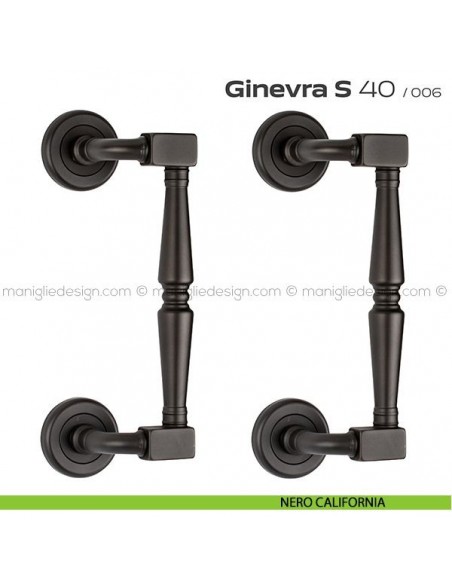 Maniglione per porta 040 Ginevra S Reguitti zancato accoppiato nero california