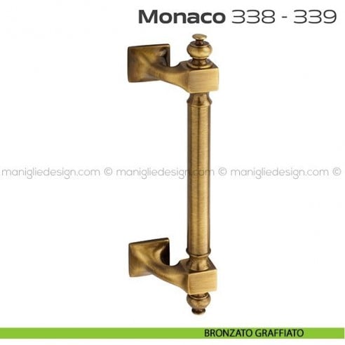 Maniglione per porta 338-339 Monaco Reguitti zancato singolo bronzato graffiato