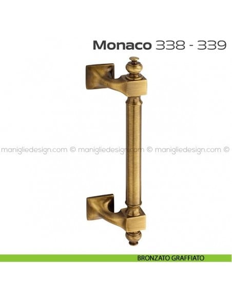 Maniglione per porta 338-339 Monaco Reguitti zancato singolo bronzato graffiato