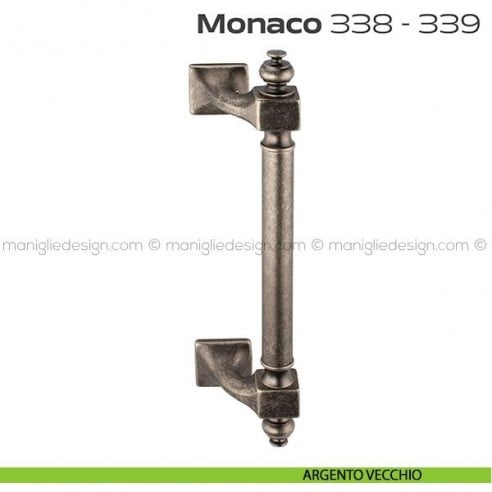 Maniglione per porta 338-339 Monaco Reguitti zancato singolo argento vecchio
