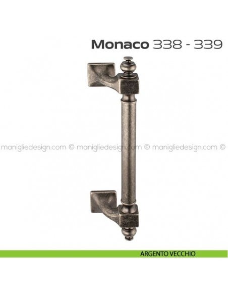 Maniglione per porta 338-339 Monaco Reguitti zancato singolo argento vecchio