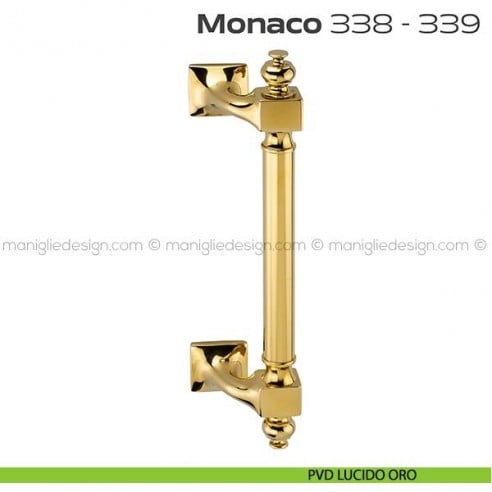 Maniglione per porta 338-339 Monaco Reguitti zancato singolo PVD lucido oro