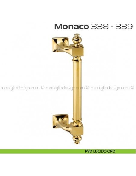 Maniglione per porta 338-339 Monaco Reguitti zancato singolo PVD lucido oro