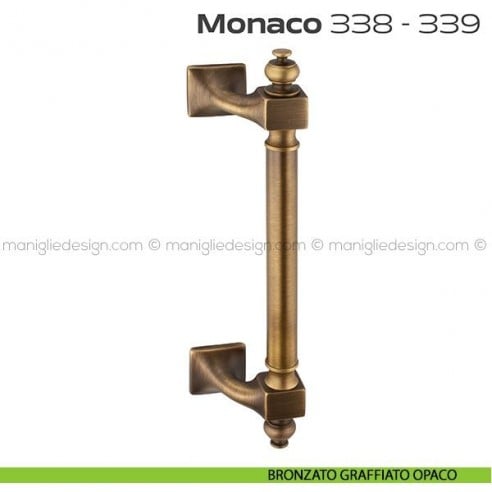 Maniglione per porta 338-339 Monaco Reguitti zancato singolo bronzato graffiato opaco