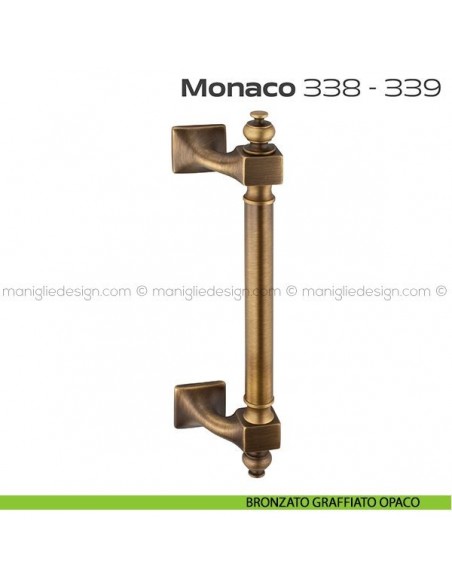 Maniglione per porta 338-339 Monaco Reguitti zancato singolo bronzato graffiato opaco
