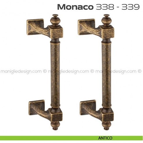 Maniglione per porta 338-339 Monaco Reguitti zancato accoppiato antico