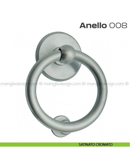 Battente per porta 008 Anello Reguitti diametro 112 mm satinato cromato