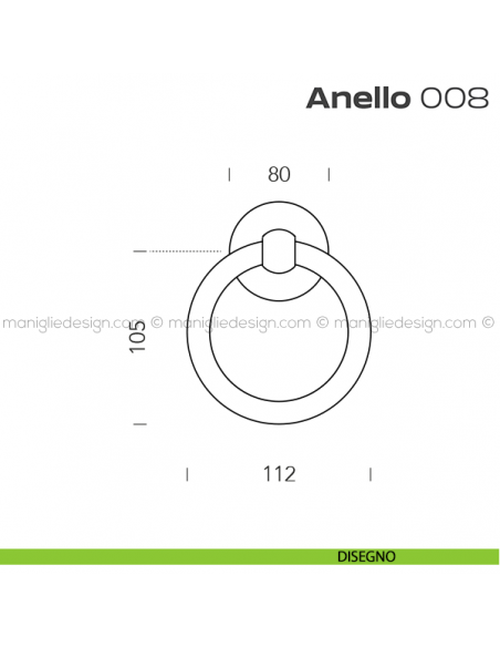 Battente per porta 008 Anello Reguitti diametro 112 mm disegno