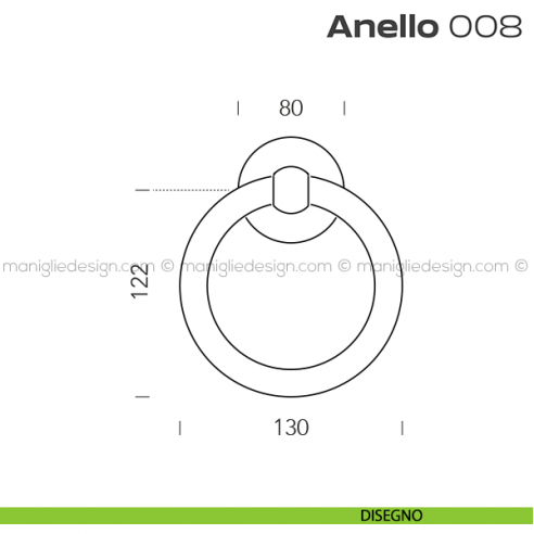 Battente per porta 008 Anello Reguitti diametro 130 mm disegno