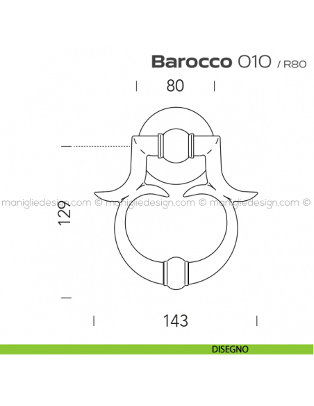 Battente per porta 010 Barocco Reguitti disegno