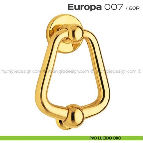 Battente per porta 007 Europa Reguitti con rosetta liscia PVD lucido oro