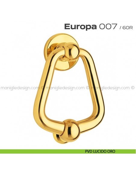 Battente per porta 007 Europa Reguitti con rosetta liscia PVD lucido oro