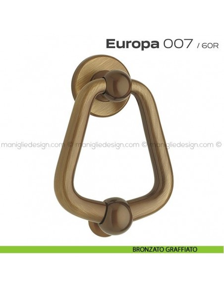 Battente per porta 007 Europa Reguitti con rosetta liscia bronzato graffiato