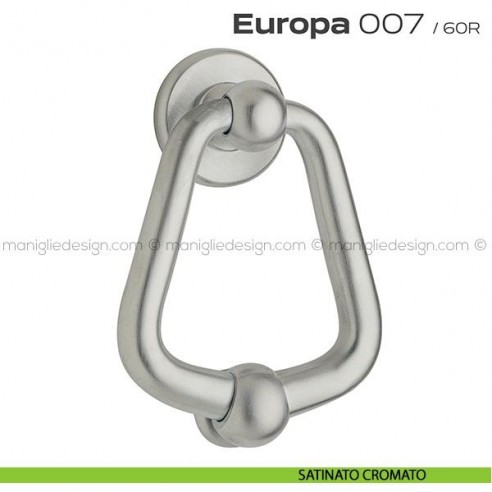 Battente per porta 007 Europa Reguitti con rosetta liscia satinato cromato