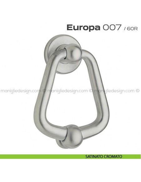 Battente per porta 007 Europa Reguitti con rosetta liscia satinato cromato
