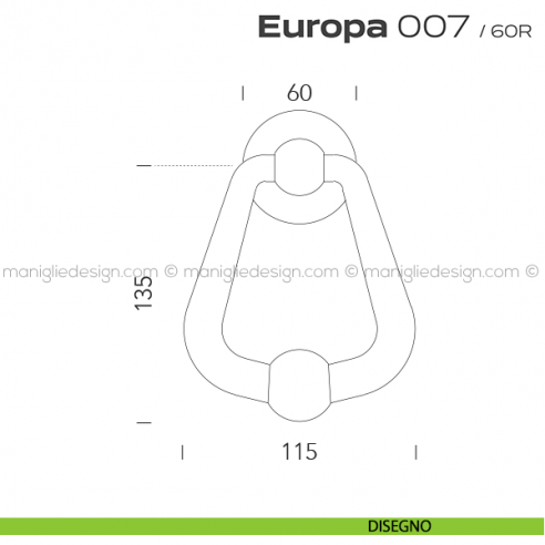 Battente per porta 007 Europa Reguitti con rosetta liscia disegno