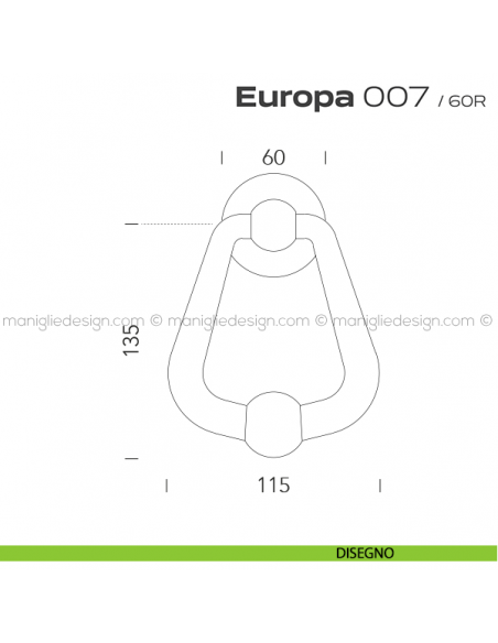 Battente per porta 007 Europa Reguitti con rosetta liscia disegno