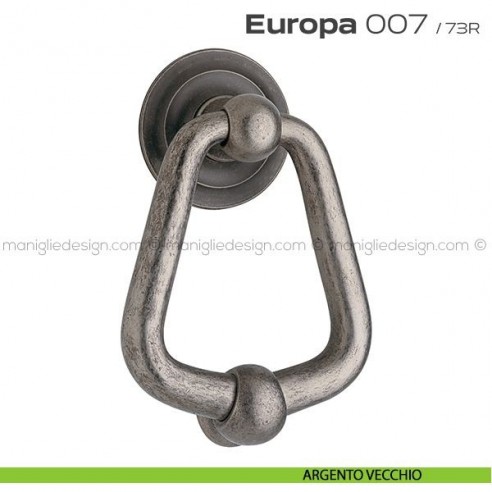 Battente per porta 007 Europa Reguitti con rosetta artistica argento vecchio