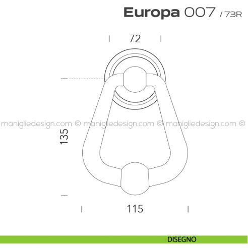 Battente per porta 007 Europa Reguitti con rosetta artistica disegno