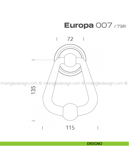 Battente per porta 007 Europa Reguitti con rosetta artistica disegno