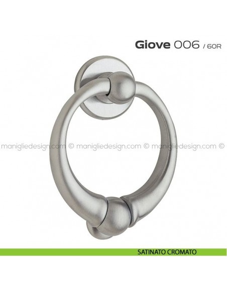 Battente per porta 006 Giove Reguitti con rosetta liscia satinato cromato