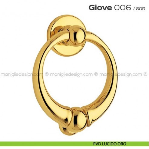 Battente per porta 006 Giove Reguitti con rosetta liscia PVD lucido oro