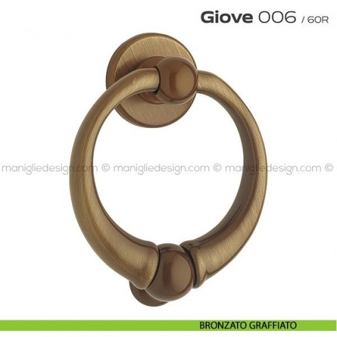 Battente per porta 006 Giove Reguitti con rosetta liscia bronzato graffiato