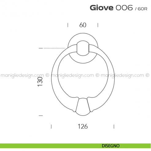 Battente per porta 006 Giove Reguitti con rosetta liscia disegno