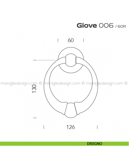 Battente per porta 006 Giove Reguitti con rosetta liscia disegno