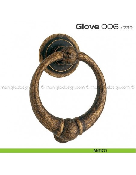 Battente per porta 006 Giove Reguitti con rosetta artistica antico