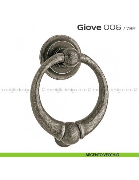 Battente per porta 006 Giove Reguitti con rosetta artistica argento vecchio