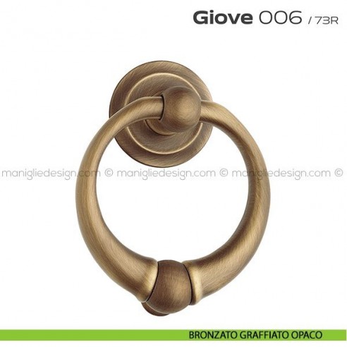 Battente per porta 006 Giove Reguitti con rosetta artistica bronzato graffiato opaco