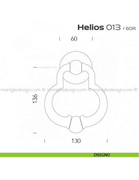 Battente per porta 013 Helios Reguitti con rosetta liscia disegno